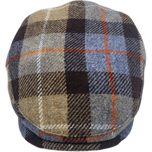 Load image into Gallery viewer, Ljósblár og brúnn flat cap - 100% ull
