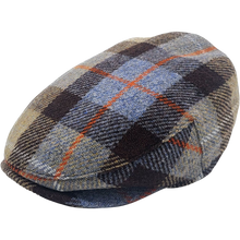 Load image into Gallery viewer, Ljósblár og brúnn flat cap - 100% ull
