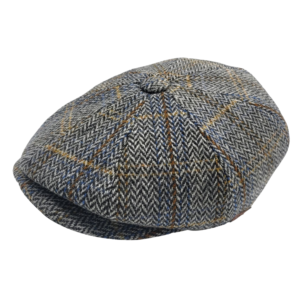 Grár köflóttur newsboy