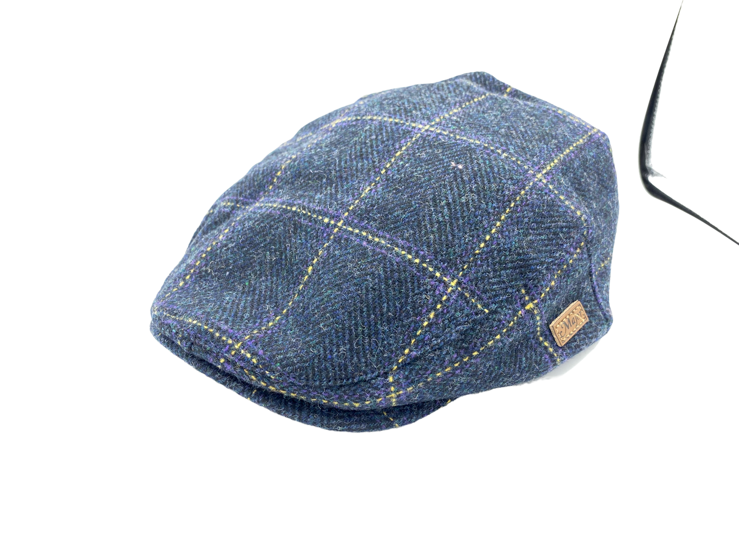 Blár flat cap - með teygju